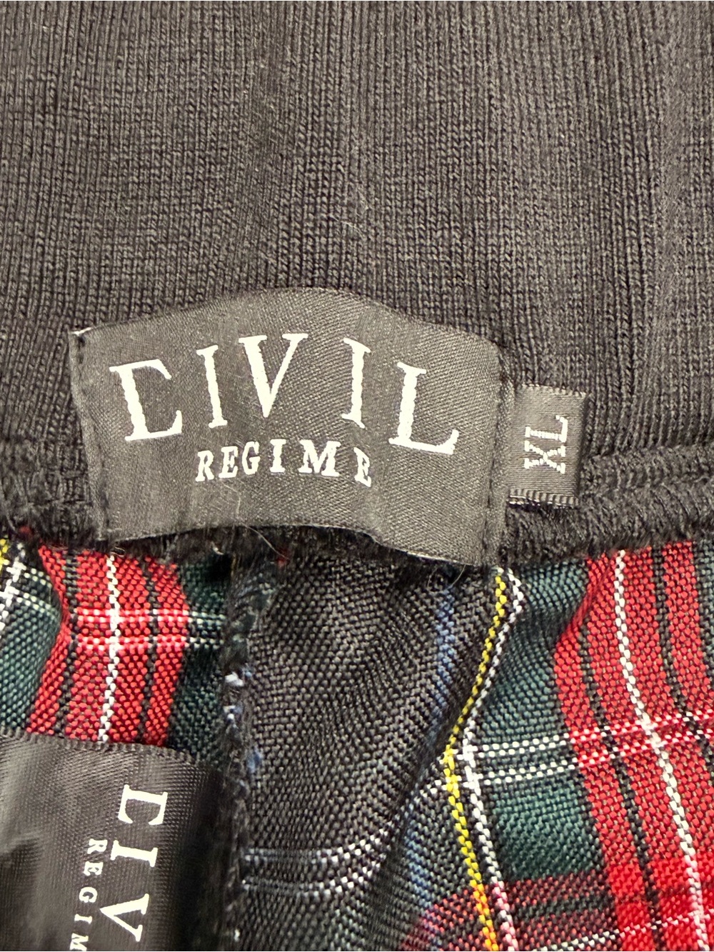Civil Regime Black Red Plaid Jogger Track Pants Size XL New without Tags! ☠️ - Picture 2 of 16